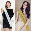 Etiquette Belt Glitter Cloth Sardine Material With Bronzing Printing And Hot Diamond Shoulder Strap