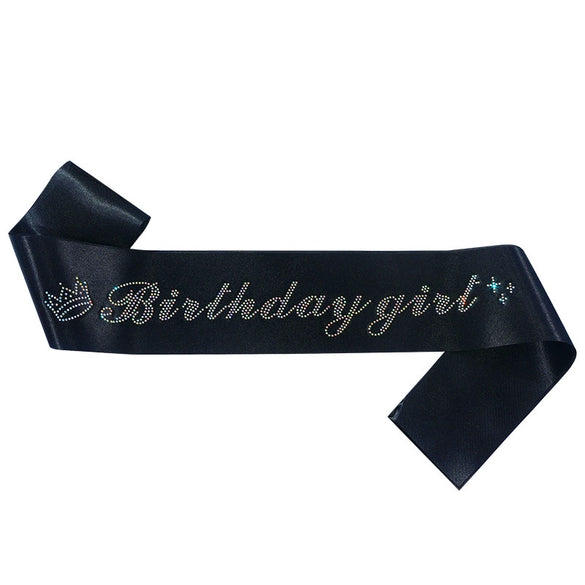 Etiquette Belt Glitter Cloth Sardine Material With Bronzing Printing And Hot Diamond Shoulder Strap