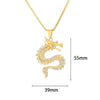 Europe And America Cross Border Hip Hop New Arrival Twelve Zodiac Dragon Pendant Chinese Style Gold-Plated Full Diamond Pendant Men's And Women's Sweater Chains