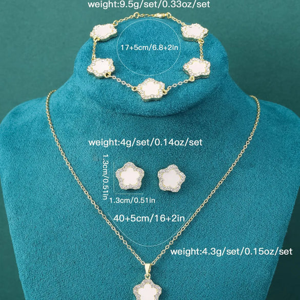 Copper Elegant Simple Style Plating Flower Diamond Jewelry Set