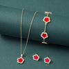 Copper Elegant Simple Style Plating Flower Diamond Jewelry Set