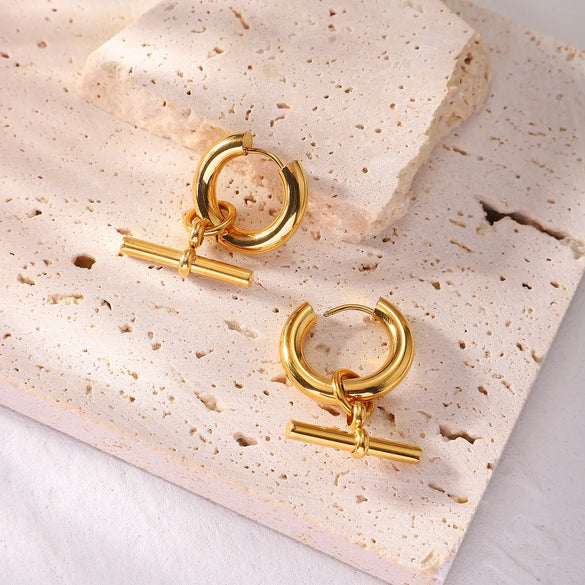 Circle Plating Stainless Steel No Inlaid Gold Plated Earrings