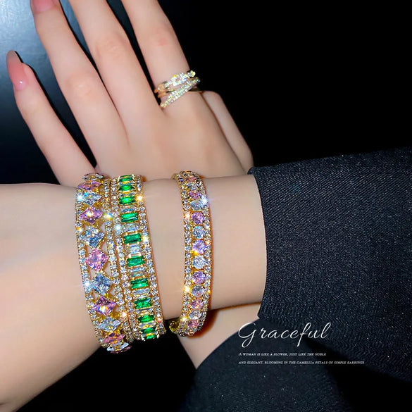 European And American Fashion Exaggerated Full Diamond Bracelet Female Wholesale
