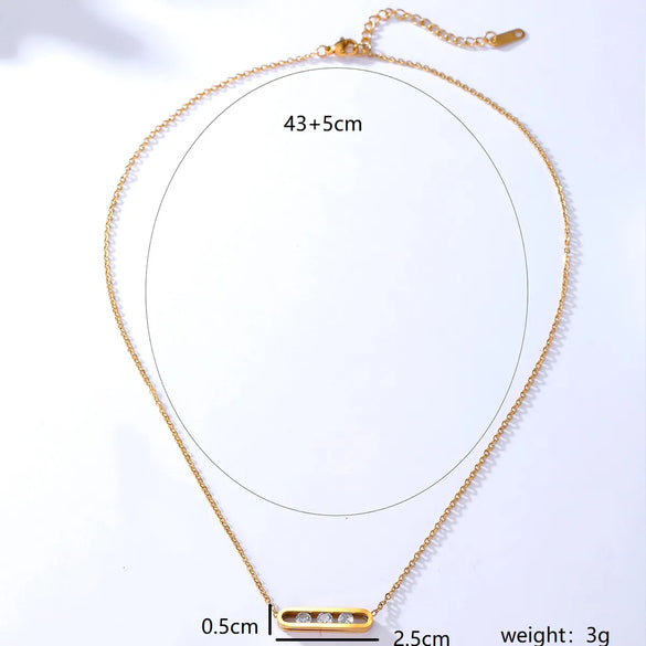 European And American Fashion Personality Simple And Versatile New Jewelry Stainless Steel Zircon Long Hollow Collarbone Necklace