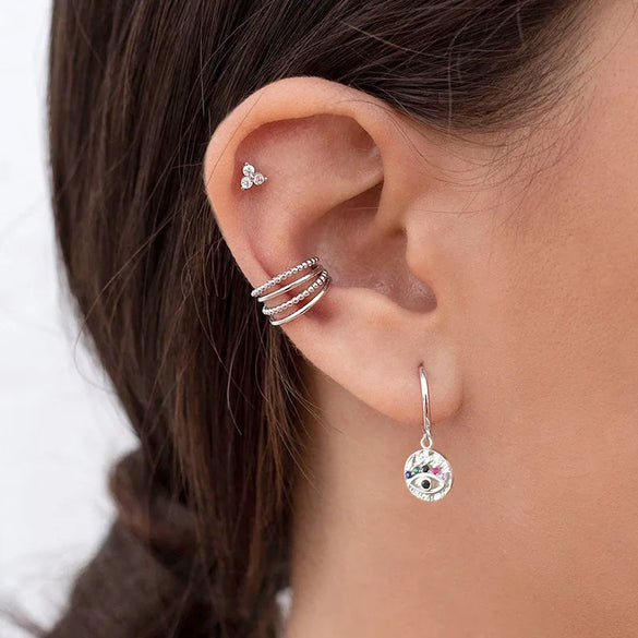 European And American Fashion Trend Demon Eye Earrings Color Zircon Personality Temperament Round Earrings