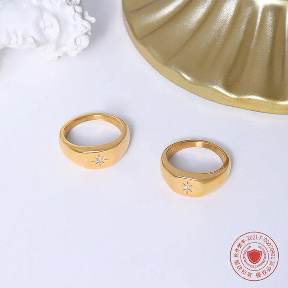 Wholesale Jewelry Fashion Geometric 304 Stainless Steel Zircon 18K Gold Plated Plating