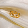 European And American New 18k Gold-plated Stainless Steel Jewelry Square Buckle Chain Open Ring
