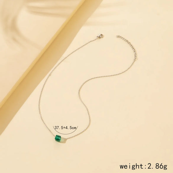 European And American New Fashion Square Heart Crystal Pendent Multilayer Necklace Wholesale