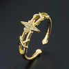 European And American Niche Design Copper Gold-plated Micro-inlaid Geometric Ring Female