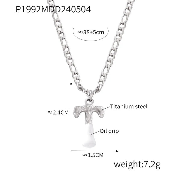 Wholesale Jewelry Basic Letter Titanium Steel Enamel Plating Pendant Necklace
