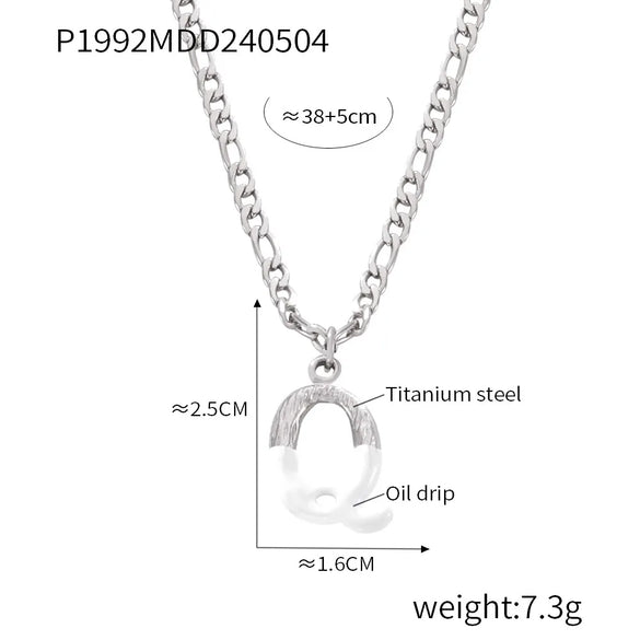 Wholesale Jewelry Basic Letter Titanium Steel Enamel Plating Pendant Necklace