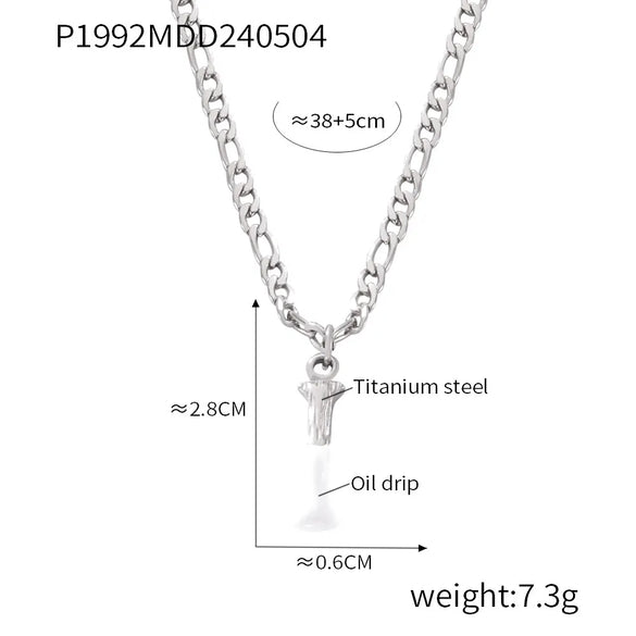 Wholesale Jewelry Basic Letter Titanium Steel Enamel Plating Pendant Necklace
