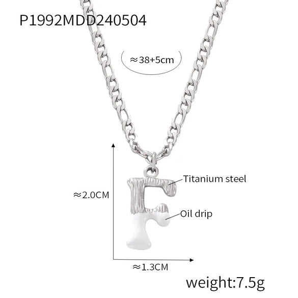 Wholesale Jewelry Basic Letter Titanium Steel Enamel Plating Pendant Necklace