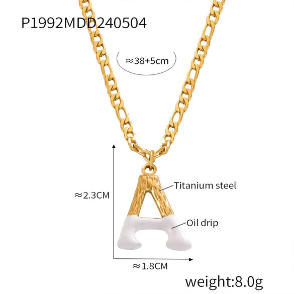 Wholesale Jewelry Basic Letter Titanium Steel Enamel Plating Pendant Necklace