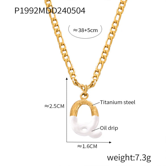 Wholesale Jewelry Basic Letter Titanium Steel Enamel Plating Pendant Necklace