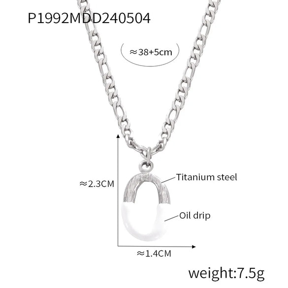 Wholesale Jewelry Basic Letter Titanium Steel Enamel Plating Pendant Necklace
