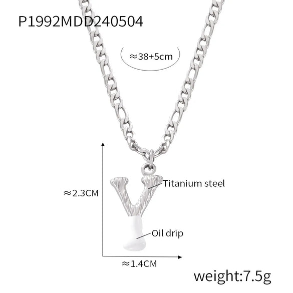Wholesale Jewelry Basic Letter Titanium Steel Enamel Plating Pendant Necklace