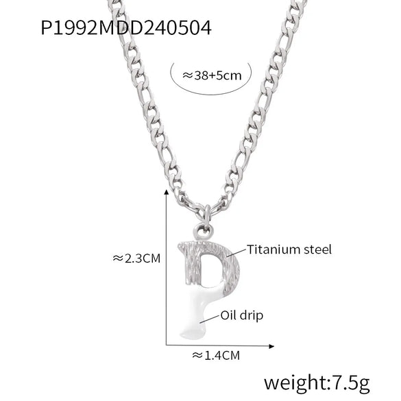 Wholesale Jewelry Basic Letter Titanium Steel Enamel Plating Pendant Necklace