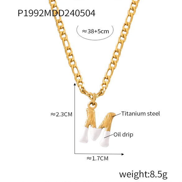 Wholesale Jewelry Basic Letter Titanium Steel Enamel Plating Pendant Necklace