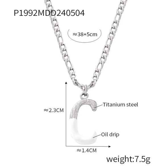 Wholesale Jewelry Basic Letter Titanium Steel Enamel Plating Pendant Necklace