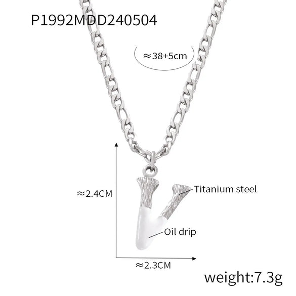 Wholesale Jewelry Basic Letter Titanium Steel Enamel Plating Pendant Necklace
