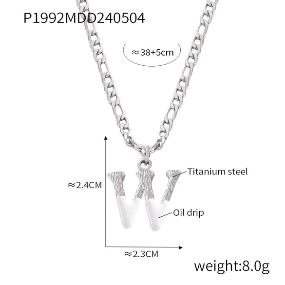 Wholesale Jewelry Basic Letter Titanium Steel Enamel Plating Pendant Necklace