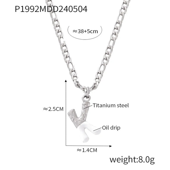 Wholesale Jewelry Basic Letter Titanium Steel Enamel Plating Pendant Necklace