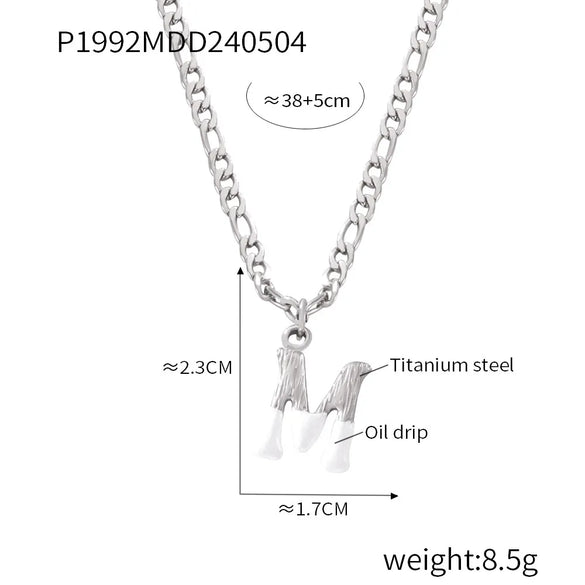 Wholesale Jewelry Basic Letter Titanium Steel Enamel Plating Pendant Necklace