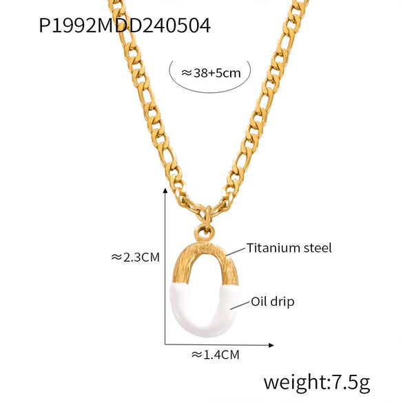 Wholesale Jewelry Basic Letter Titanium Steel Enamel Plating Pendant Necklace