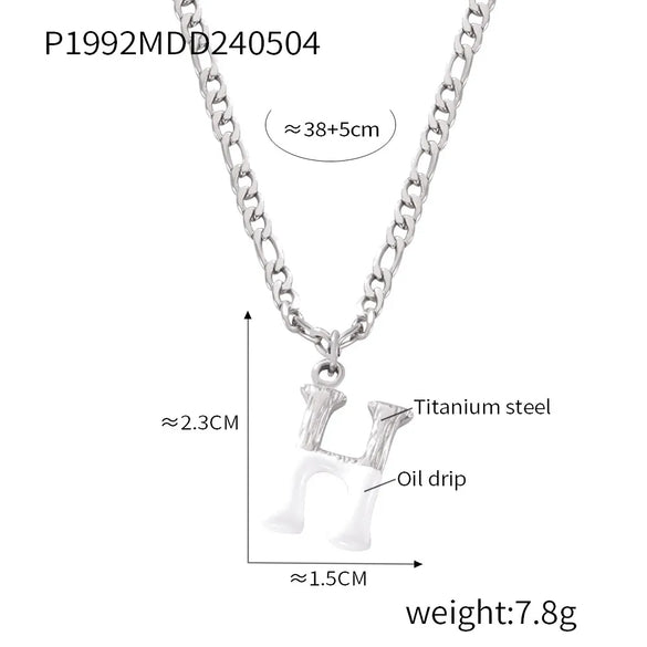 Wholesale Jewelry Basic Letter Titanium Steel Enamel Plating Pendant Necklace