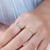 European And American Simple Cold Wind 18k Gold Copper Ring Turquoise Ball Moon Creative Open Ring