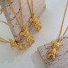 European And American Style Light Luxury Letter Bear Titanium Steel Plated 18k Real Gold Necklace