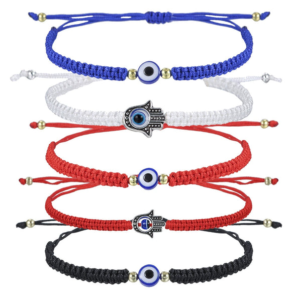 Evil Eye Geometric Braided Rope Adjustable Friendship Bracelet Electroplated
