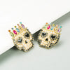 Exaggerated  Alloy Diamond Acrylic Skull Earrings