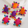 Exaggerated Alloy Earrings Inlaid With Colored Diamonds