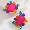 Exaggerated Alloy Earrings Inlaid With Colored Diamonds