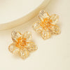 Exaggerated Alloy Fivepetal Flower Earrings For Women Electroplated