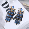 Exaggerated Alloy Glass Drill Rhinestone Owl Long Earrings With Diamond Treatment Animal Pattern