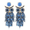 Exaggerated Alloy Glass Drill Rhinestone Owl Long Earrings With Diamond Treatment Animal Pattern