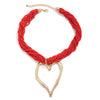 Exaggerated Alloy Love Heart Geometric Pattern Pendant Necklace Jewelry With Ball Chain And Electroplating