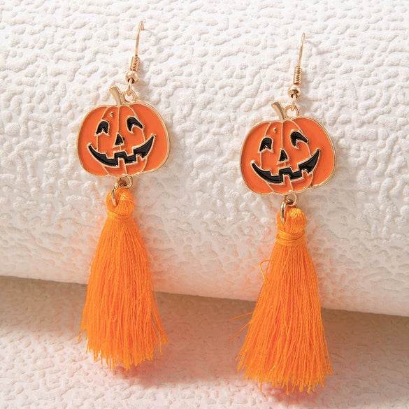 Exaggerated Alloy Skull Ear Hook Earrings With Painted Bow Detail Alternative Statement Drop Earrings