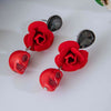 Exaggerated Alloy Skull Ear Hook Earrings With Painted Bow Detail Alternative Statement Drop Earrings