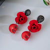 Exaggerated Alloy Skull Ear Hook Earrings With Painted Bow Detail Alternative Statement Drop Earrings