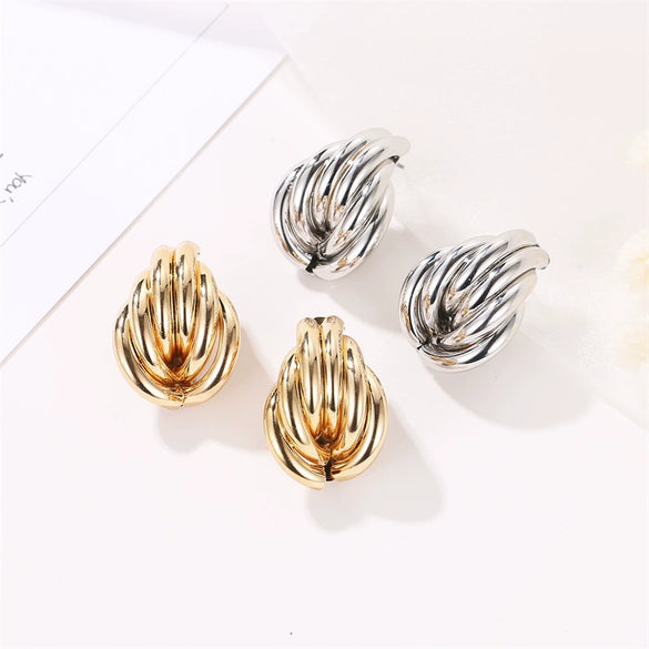 Exaggerated Alloy Wrapped Punk Street Twist Earrings With Geometric Design And Electroplating