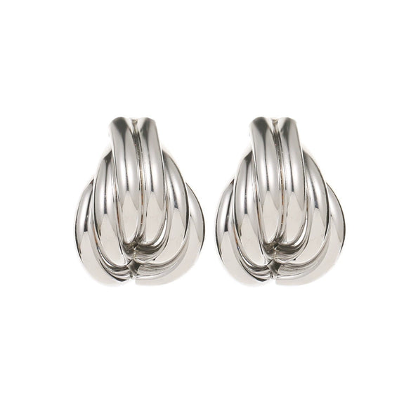 Exaggerated Alloy Wrapped Punk Street Twist Earrings With Geometric Design And Electroplating