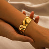 Exaggerated And Generous Stainless Steel Hammer Electroplated Geometry Open Bracelet