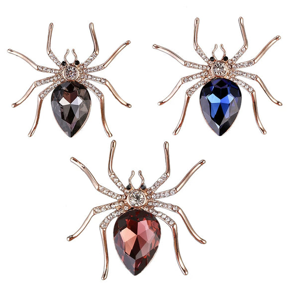 Exaggerated Animal Style Alloy Crystal Brooch With Rose Gold Electroplating For Women's Clothing