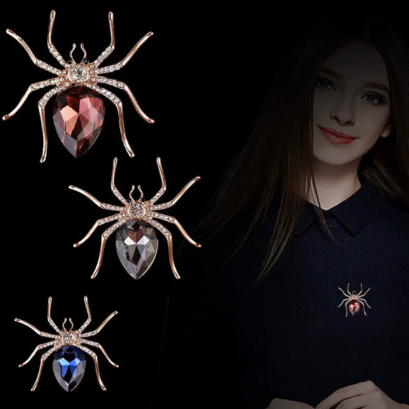 Exaggerated Animal Style Alloy Crystal Brooch With Rose Gold Electroplating For Women's Clothing