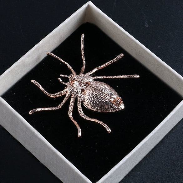 Exaggerated Animal Style Alloy Crystal Brooch With Rose Gold Electroplating For Women's Clothing