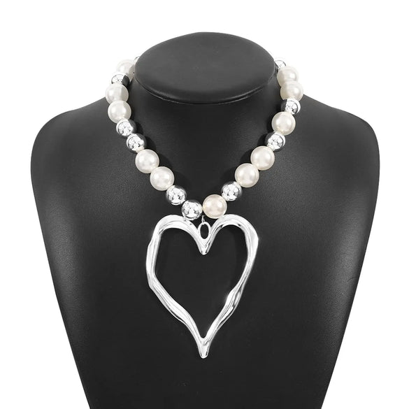 Exaggerated Beach Conch Heart Shape CCB Imitation Pearl Alloy Wholesale Pendant Necklace